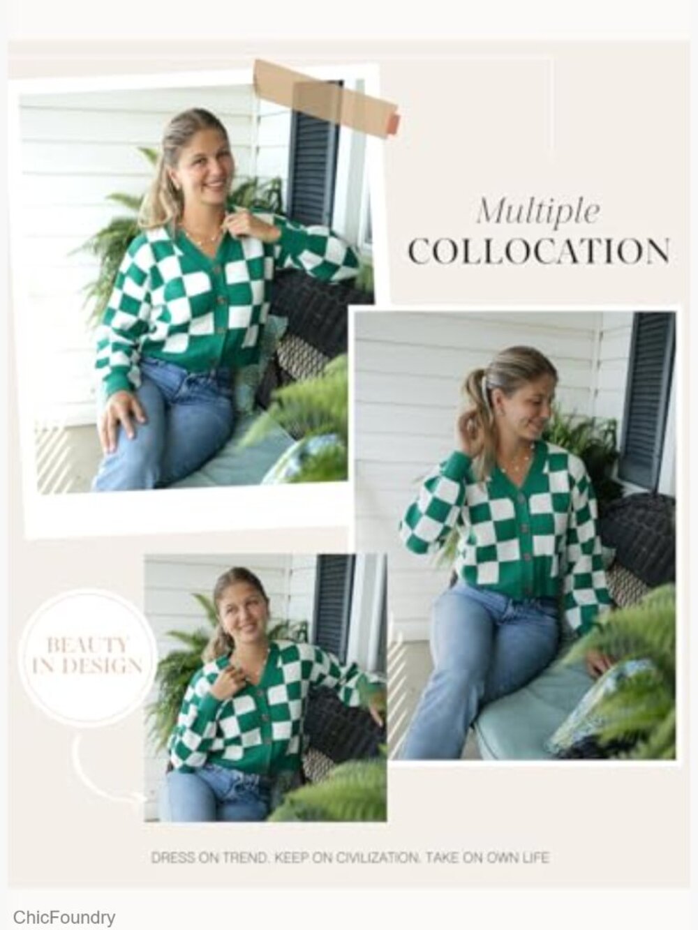 Cropped Cable Knit Cardigan V-Neck Button Down Long Sleeve - Picture 4 of 7